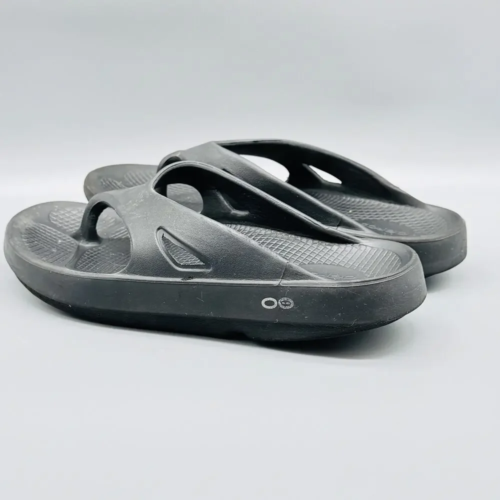 OOFOS Sandals Shoes Mens 9 Black Recovery Flip Flops Comfort OOriginal Thong
